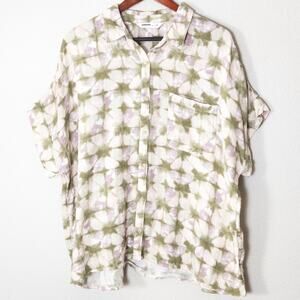 Sonoma Cotton Short Sleeve Button Up Shirt XXL Floral Casual Travel